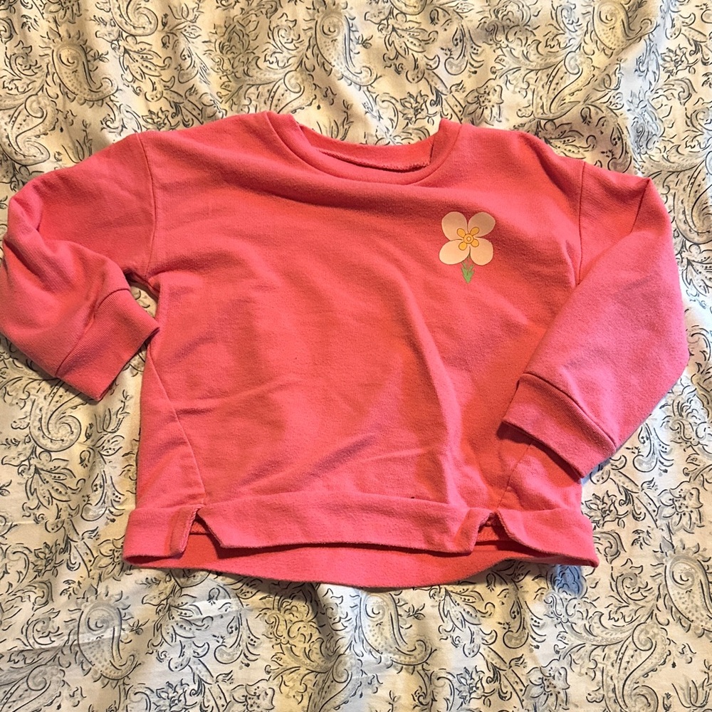 Okie Dokie Pink Sweatshirt with Floral Accent
